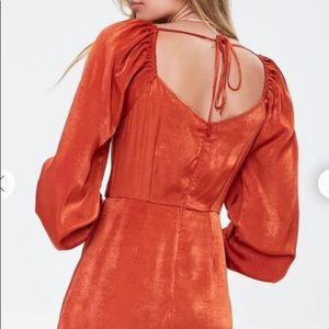 NWT rust colored satin cowl neck mini dress